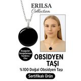 Tesbih Atölyesi Sertifikalı Siyah Obsidyen Taşı Kolye - 1.kalite