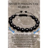 Tesbih Atölyesi Sertifikalı Siyah Turmalin Taşı Bileklik - Makrome