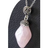 Tesbih Atölyesi Sertifikalı Zirkon Taşlı Model Pembe Kuvars Taşı Kolye