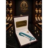 Tesbih Hanesi Ateş Kehribar Tesbih Harfli Kişiye Özel Seri Sıkma Kehribar Tesbih Usta Işi Tesbih Gümüş Kaplama püskül babaya hediye sevgiliye hediye ogretmene hediye - Turkuaz