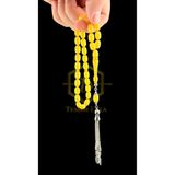 TESBİH-İ ALA Limon Sarı Tonda Sıkma Kehribar Metal Püskül Tasarımlı