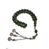Tesbih, Rosary (Yeşil Simli, Sıkma Kehribar)