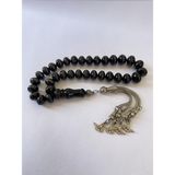 Tesbih TSBH0155HK 925 Ayar Gümüş Püsküllü Gümüş Işlemeli Basık Küre Kesim Usta El Işçilikli Erzurum Oltu Tesbih - (No Color)