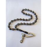 Tesbih TSBH0235HK 925 Ayar Gümüş Püsküllü Gümüş- Firuze Işlemeli Beyzil Kesim Usta El Işçilikli Erzurum Oltu Tesbih - (No Color)