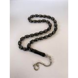Tesbih TSBH0240BC 925 Ayar Gümüş Püsküllü Gümüş İşlemeli Kapsül Kesim Erzurum Oltu Taşı Tesbih