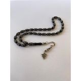 Tesbih TSBH0254BC 925 Ayar Gümüş Püsküllü Gümüş İşlemeli Beyzi Kesim Erzurum Oltu Taşı Tesbih
