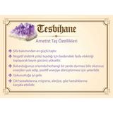 Tesbihane Kararmaz Metal Buğday Püsküllü Küre Kesim Ametist Doğaltaş Mor Tesbih