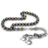 (Tesbihane) Kararmaz Metal Püsküllü Küre Kesim Multicolor Hematit Doğaltaş Tesbih
