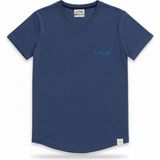 Tesbihane Kişiye Özel Nakışlı Yakası Biyeli Kısa Kollu V Yaka Premium Indigo Mavisi Tişört 2xl