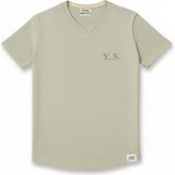 Tesbihane Kişiye Özel Nakışlı Yakası Biyeli Kısa Kollu V Yaka Premium Soft Yeşil Tişört 2xl