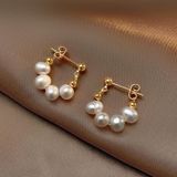 Tesbihane Metal Alaşım Üzeri Altın Kaplama Kadın İnci Küpe
