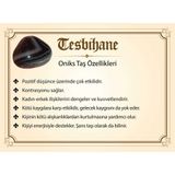 Tesbihane Siyah 1000 Ayar Gümüş Kazaz Püsküllü Küre Kesim Oniks Doğaltaş Tesbih