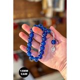 Tesbihkenti 14 mm Küre Mavi 17'lik Cam Tesbih - Renkli