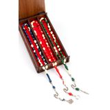 TESBİHKENTİ Ahşap Kutuda 3'lü Toz Kehribar Bilardo Tesbih Seti