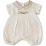 Tesbihname Isme Özel Nakışlı Krem Rengi Casual Bebek Elbise 3-6 Ay - 3 - 6 Ay
