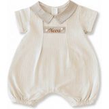 Tesbihname Isme Özel Nakışlı Krem Rengi Casual Bebek Elbise 6-9 Ay - 6 - 9 Ay
