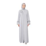 Tesettür Abaya Kadın | Günlük Fermuarlı Cepler Maxi Beden Uzun İslam Abayas Elbise | Müslüman Kadınlar Namaz Kıyafetleri, Gri, M