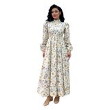 Tesettür Açelya Çiçeği Uzun Kloş Elbise (Kahverengi, L/XL)