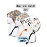 Tesettür Beden 3lü Tilki Panda Seti Antrasit Tilki Turkuaz Tilki Panda Cerrahi Bone