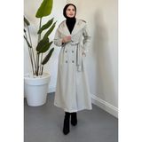 Tesettür Diyarı Arden Kapüşonlu Kuşaklı Tesettür Kaban- Bej - 44