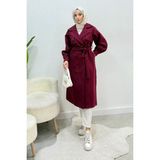 Tesettür Diyarı Danisa Cepkenli Astarlı Balon Kol Tesettür Kaban- Bordo - 42
