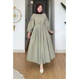 Tesettür Diyarı Divol Poplin Kumaş Düğmeli Tesettür Elbise- Yeşil - 44