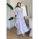 Tesettür Diyarı Fluer Tül Modal Kumaş Baskılı Astarlı Tesettür Elbise- Lila - 40 - 42