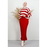 Tesettür Diyarı Kadın Triko Elbise- Kırmızı - Standart