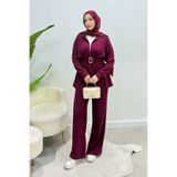 Tesettür Diyarı Modal Kumaş Kemerli Diva Takım- Bordo