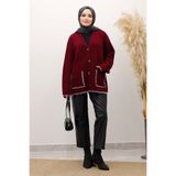 Tesettür Dünyası Çoban Dikişli Cepli Triko Hırka TSD250226 Bordo