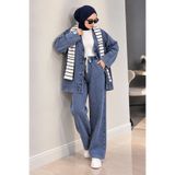 Tesettür Dünyası Vera Denim Takım TSD250104 Mavi