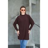 Tesettür Extra Uzun Tunik -Kahverengi - M