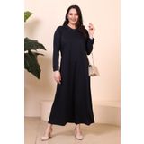 Tesettur Giyim Elbise Boydan Kadin Anne Buyuk Beden Elbise Lacivert - 6XL