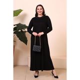 Tesettur Giyim Elbise Boydan Kadin Anne Buyuk Beden Elbise siyah - 3XL