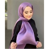 Tesettür Hijab Janjan Abiye Saten Dokulu Vual Ipek Şal Mor