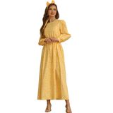 Tesettür Kırmızı Papatya Poplin Elbise (Sarı, XL)