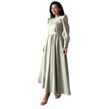 Tesettür Kloş Poplin Elbise (Açık Yeşil, L-XL)