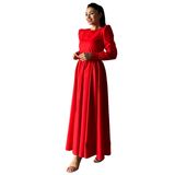 Tesettür Kloş Poplin Elbise (Kırmızı, S-M)