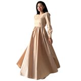 Tesettür Kloş Poplin Elbise (Krem, L-XL)