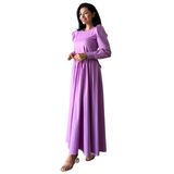 Tesettür Kloş Poplin Elbise (Lila, 2XL-3XL)