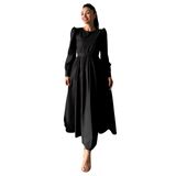Tesettür Kloş Poplin Elbise (Siyah, 2XL-3XL)