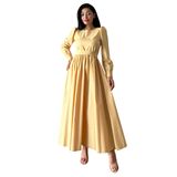 Tesettür Kloş Poplin Elbise (Tatlı Sarı, L-XL)
