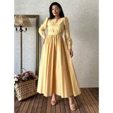 Tesettür Kloş Poplin Elbise (Tatlı Sarı, S-M)