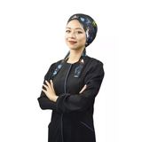 Tesettür Lacivert Çiçekli Doktor Hemşire Hastane Aşçı Tesettür Cerrahi Bone