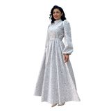 Tesettür Papatya Kloş Poplin Elbise (Gri, 4XL-5XL)
