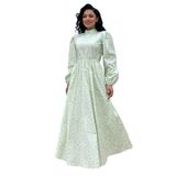 Tesettür Papatya Kloş Poplin Elbise (Su Yeşili, L-XL)