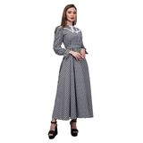 Tesettür Seyyar Yakalı Pötikare Elbise (Siyah, 3XL)
