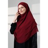 Tesettür Şifon Peçeli Üç Katlı Oval Sufle Khimar, Pratik Hijab Şal - Mürdüm (ZN1704) Mürdüm