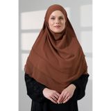 Tesettür Şifon Peçeli Üç Katlı Oval Sufle Khimar, Pratik Hijab Şal - Sütlü Kahve (ZN1704) Sütlü Kahve