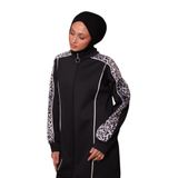 Tesettür Spor Giyim Seti, Leopar Desenli Kadın Eşofman Takımı, 2 Parça Şık Modest Tasarım (Siyah, M)